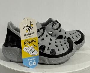 Joybees Kids Skate Sneaker Slip On EVA Water Shoe Gray Black Comfort Sz C6 NWT